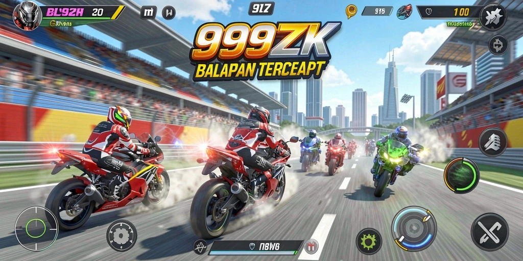 Gameplay <strong>999ZK</strong> saat balapan motor yang mendebarkan.