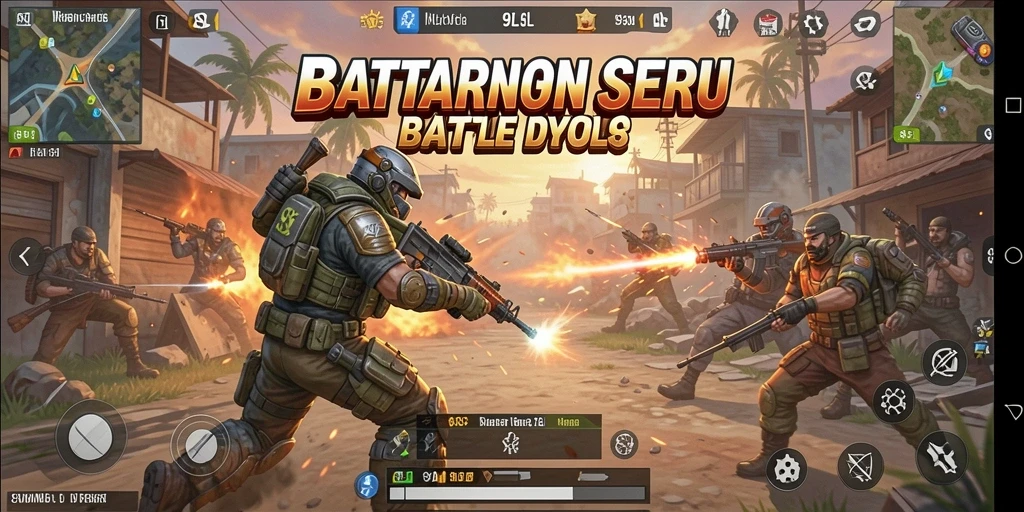 Tampilan gameplay intens di 9SL dalam pertempuran Battle Royale.
