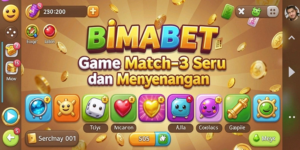 Tampilan gameplay seru di BIMABET dengan tantangan Match-3.