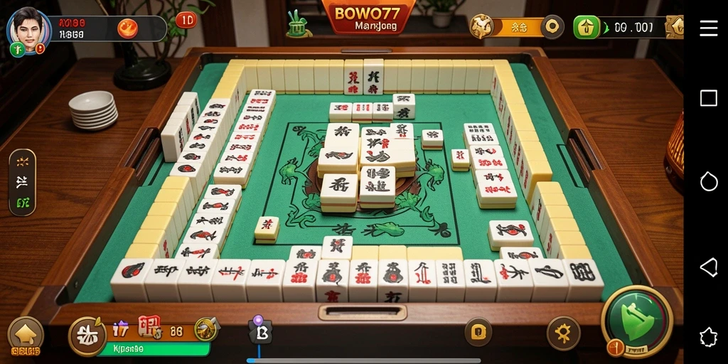 Tampilan gameplay menarik dalam permainan Mahjong BOWO77.