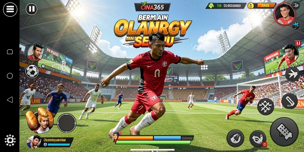 Gameplay CINA365 menampilkan aksi olahraga yang seru dan mendebarkan.