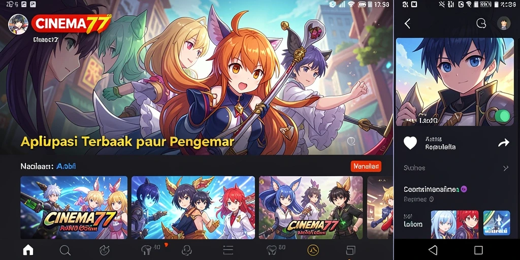 Screenshot gameplay CINEMA77 yang menunjukkan antarmuka pengguna yang menarik.