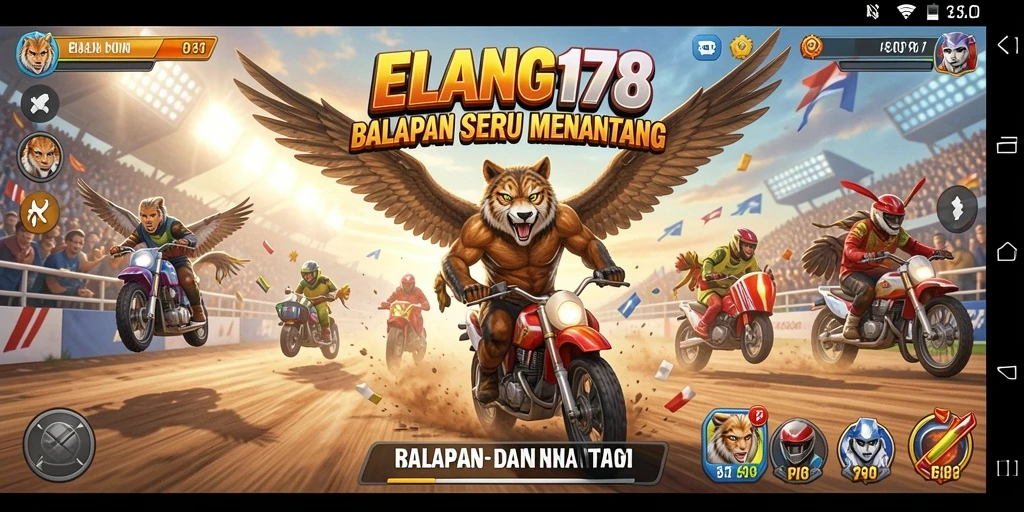 Tampilan gameplay balapan yang seru dan mendebarkan di ELANG178.