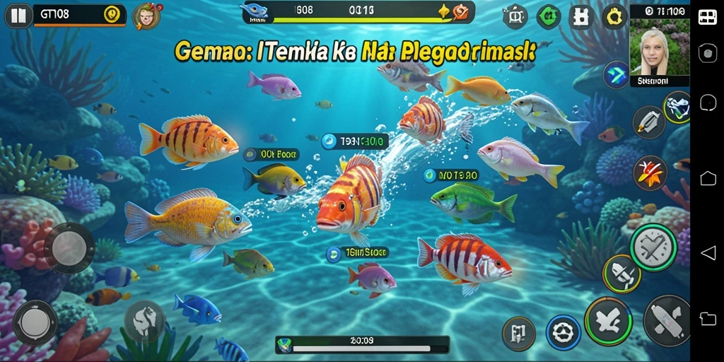 Screenshot GT108 menampilkan aksi menembak ikan yang seru.