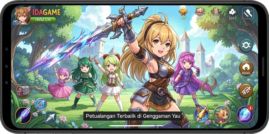 Screenshot gameplay IDAGAME menampilkan aksi pertarungan karakter Anime.