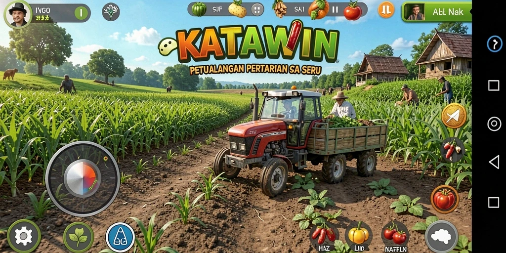 Screenshot dari gameplay pertanian KATAWIN yang seru.