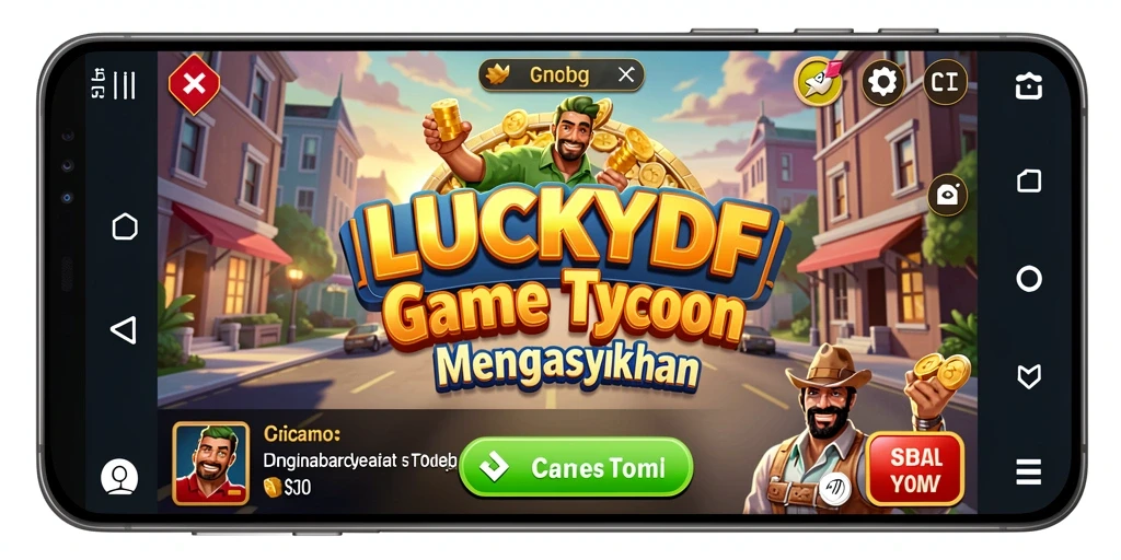 Screenshot gameplay LUCKYDF menunjukkan manajemen bisnis yang mendebarkan.