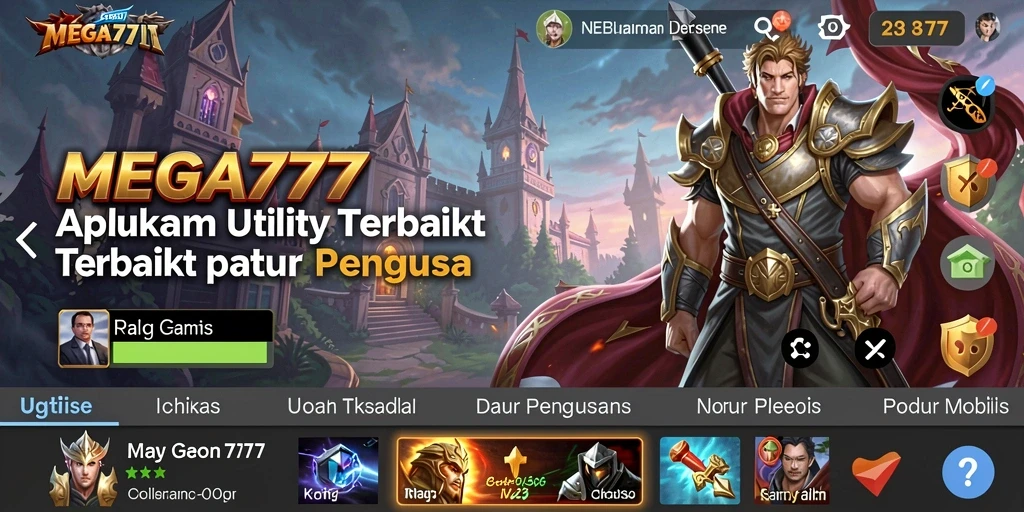 Tampilan utama MEGA777 dengan fitur Utility yang memudahkan.