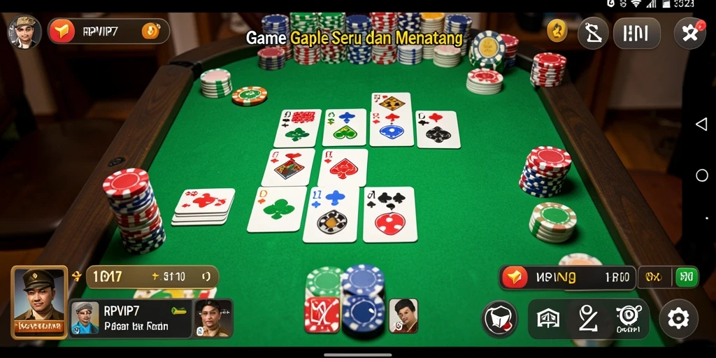 Screenshot gameplay RPVIP7 yang menampilkan suasana permainan Gaple.