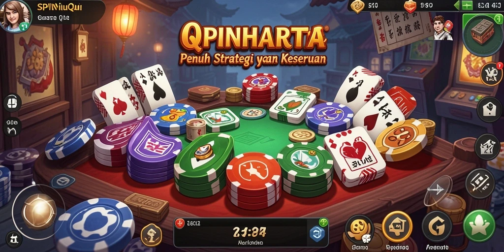 Tampilan gameplay seru di SPINHARTA yang menampilkan QiuQiu