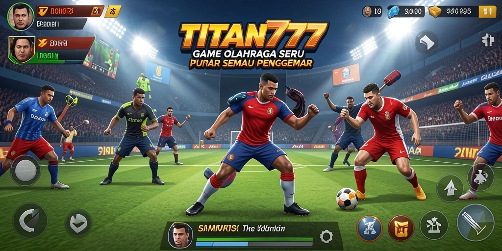 Screenshot gameplay TITAN777 menampilkan pertandingan olahraga intens.