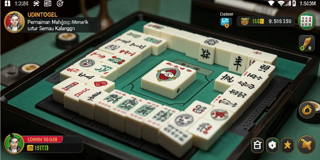 Tampilan gameplay seru dari permainan Mahjong UDINTOGEL.